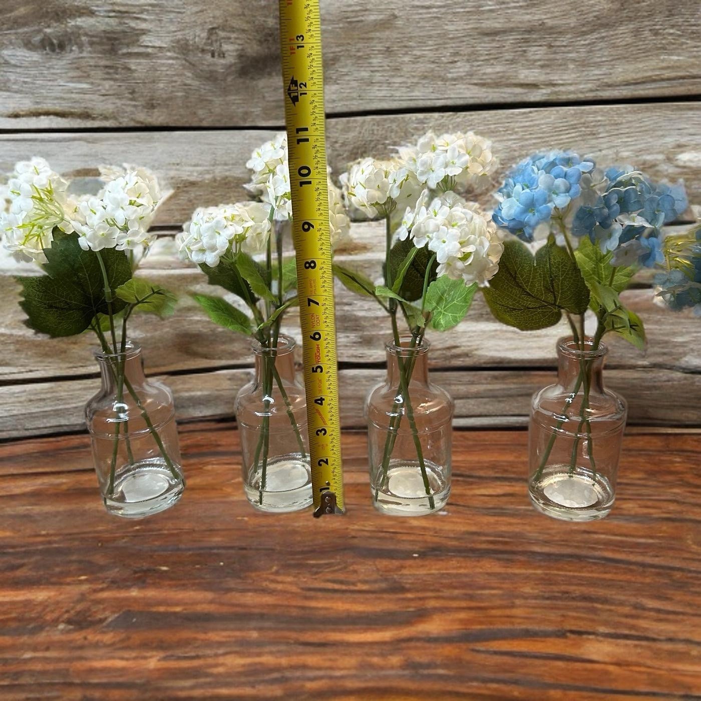 Artificial Hydrangeas Floral Arrangements Glass Bud Vases Botanical Centerpieces