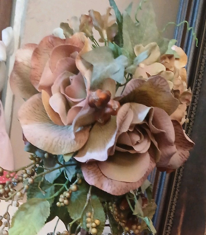 Mauve Floral Arrangement Artificial Flowers Standing Base