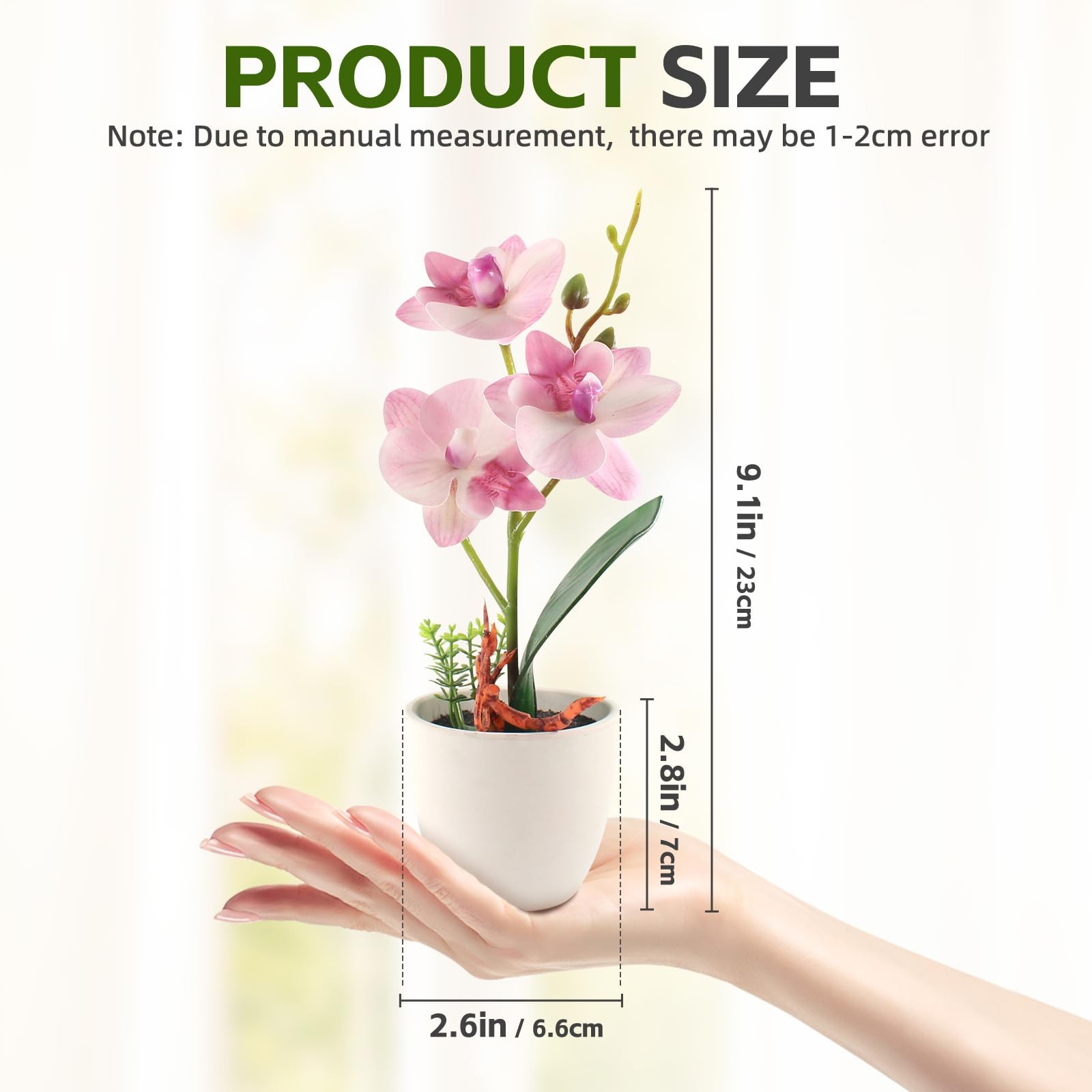 2Pcs Artificial Orchid Fake Flowers Faux Phalaenopsis Ceramic Vase Small Pott…