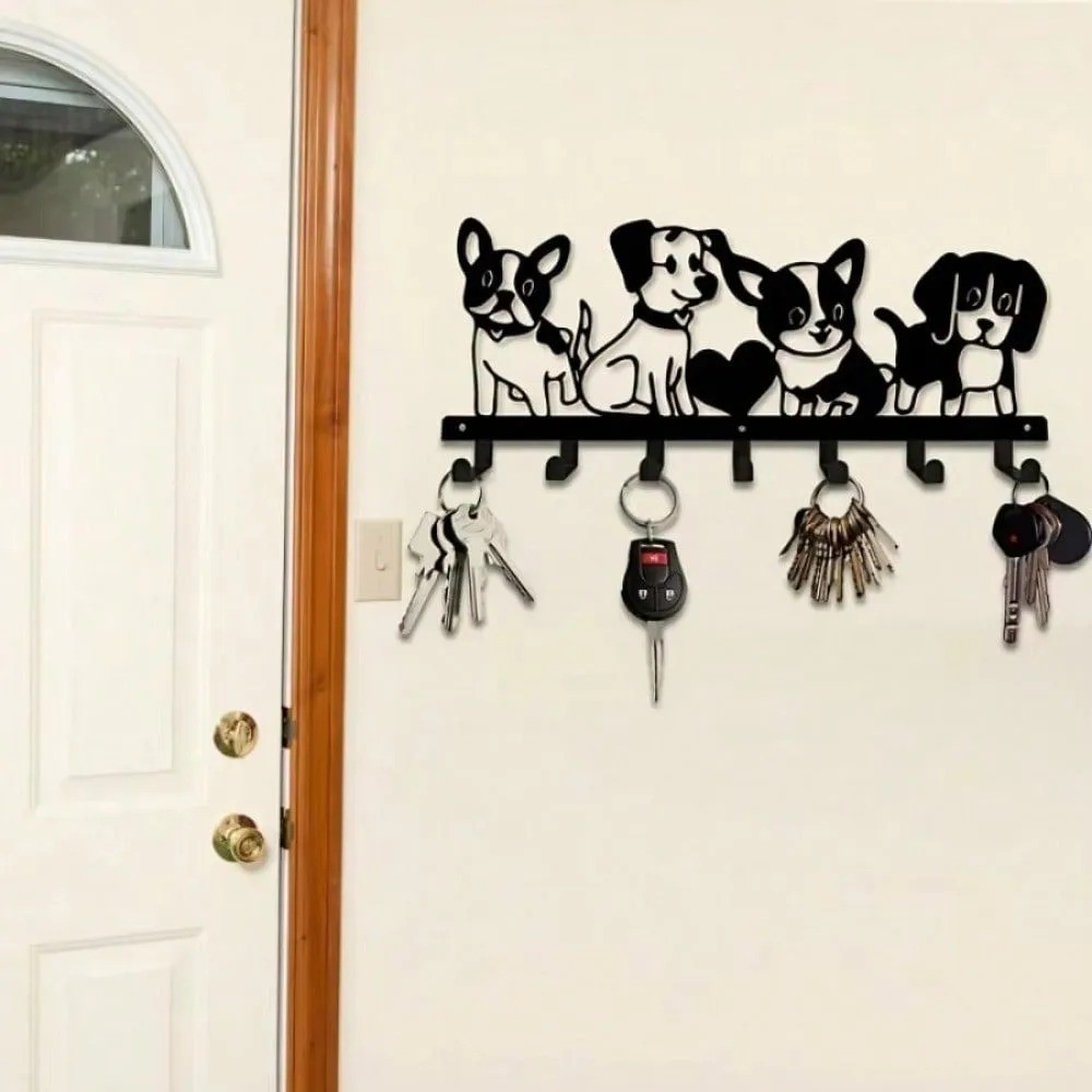 Cartoon Dogs Metal Wall Hook – Rustproof Modern Living Room Bedroom Decor 1PC