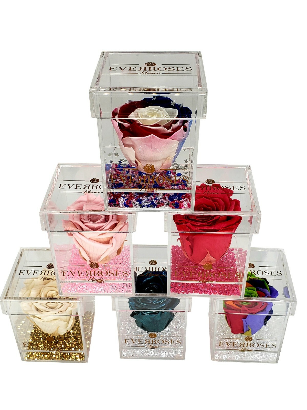 ROYAL BLUE Rose in a single Acrylic box real long-lasting preserved rose