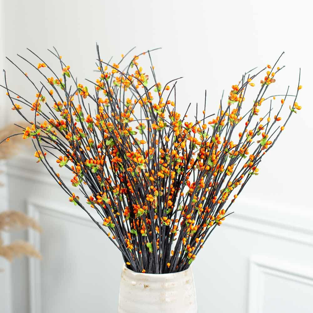 Package of 12 Orange Artificial Berry and Twig 19″ Sprays
