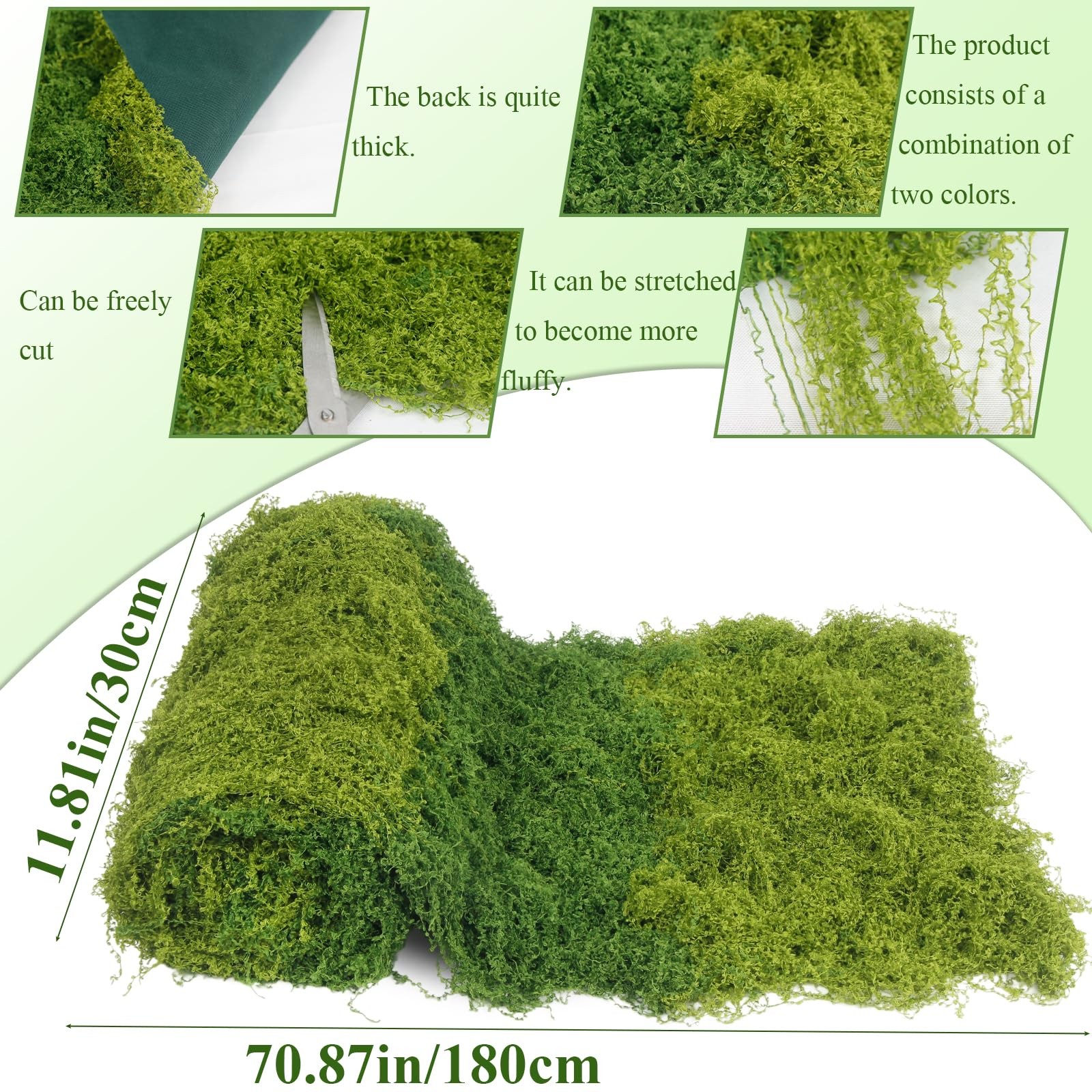 RSSGID Artificial Moss Mat Green Dark Green 12x71in