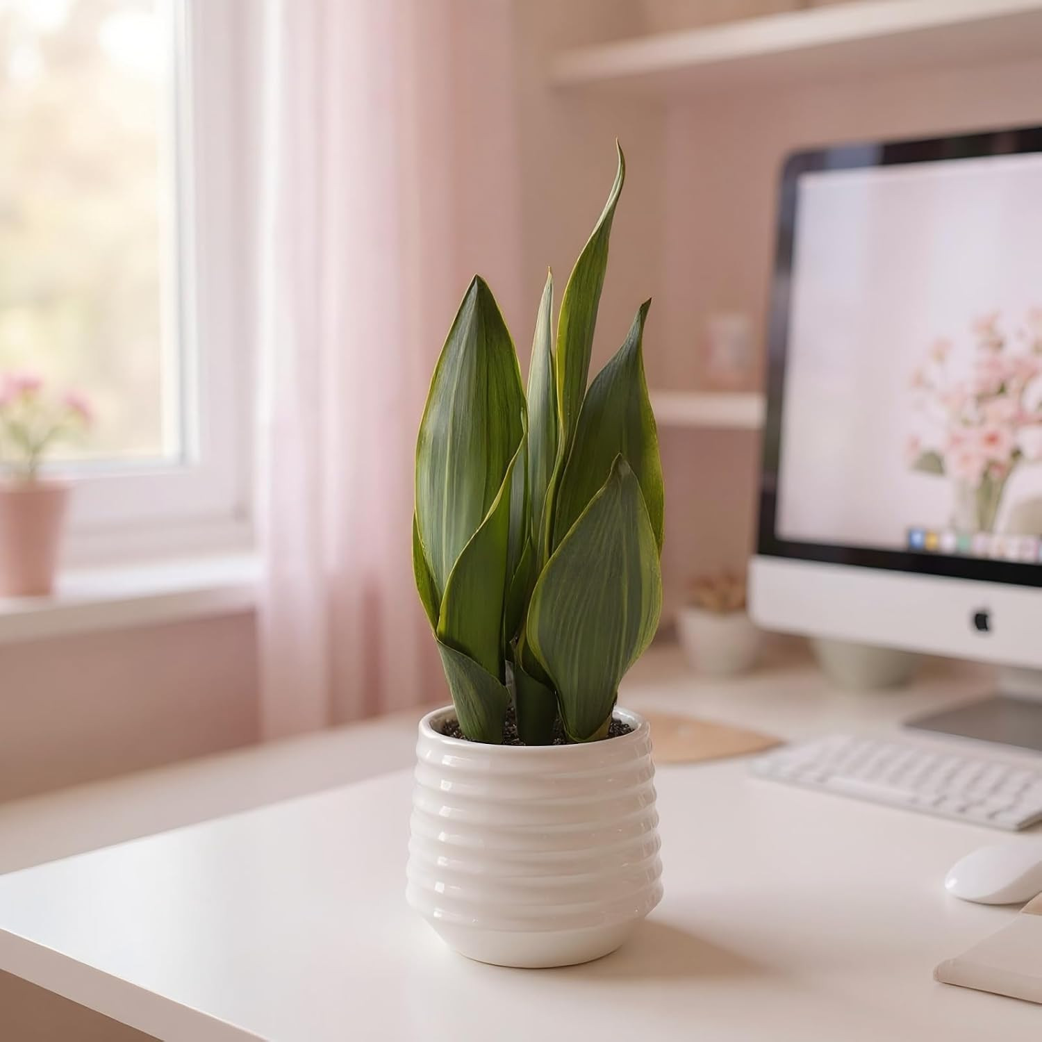 15″ Artificial Snake Plant – Perfect Faux Indoor Decor & Housewarming Gift