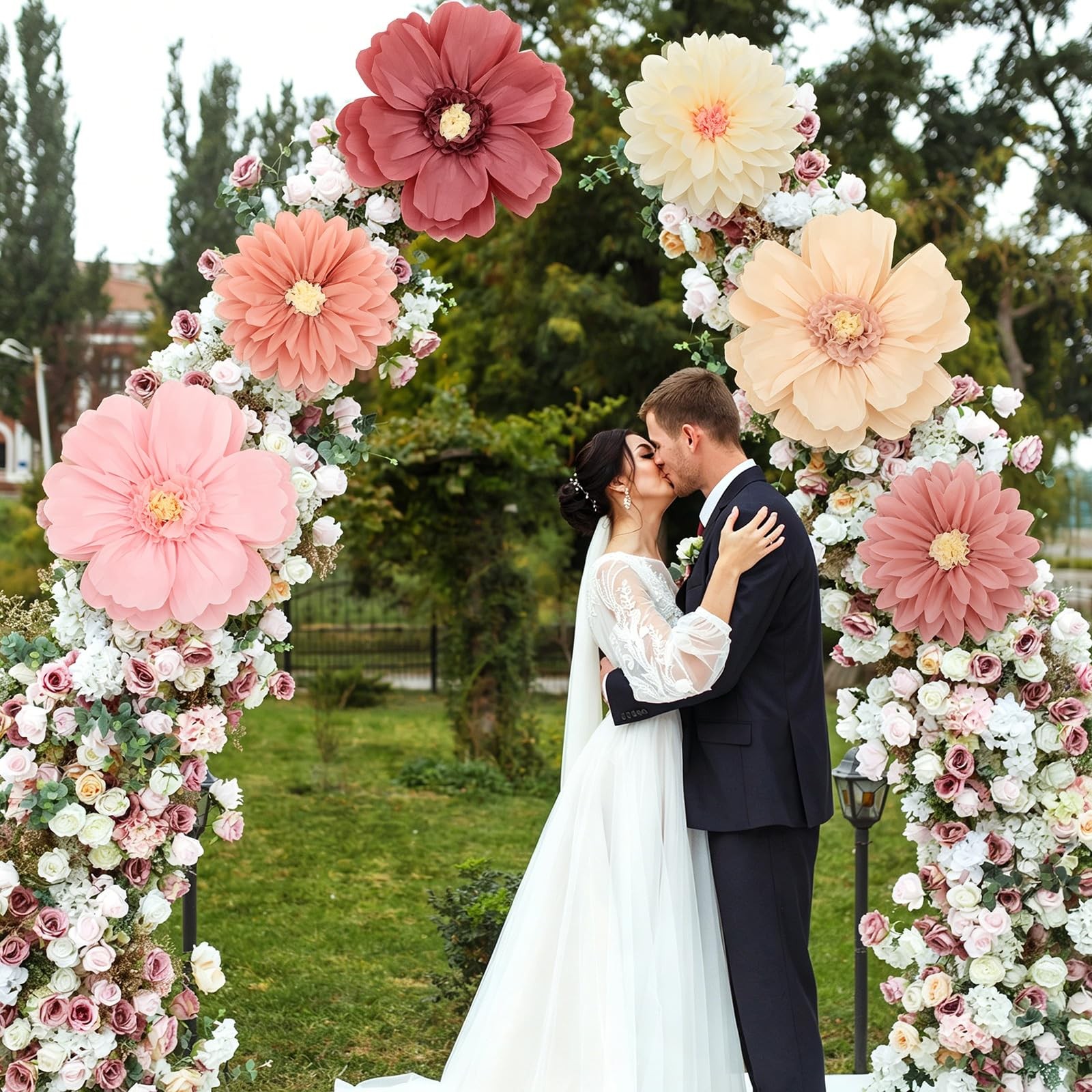 12 Pcs 31.5×20 Inch Giant Tissue Paper Flower Decor Rose Wall Floral Pom Poms