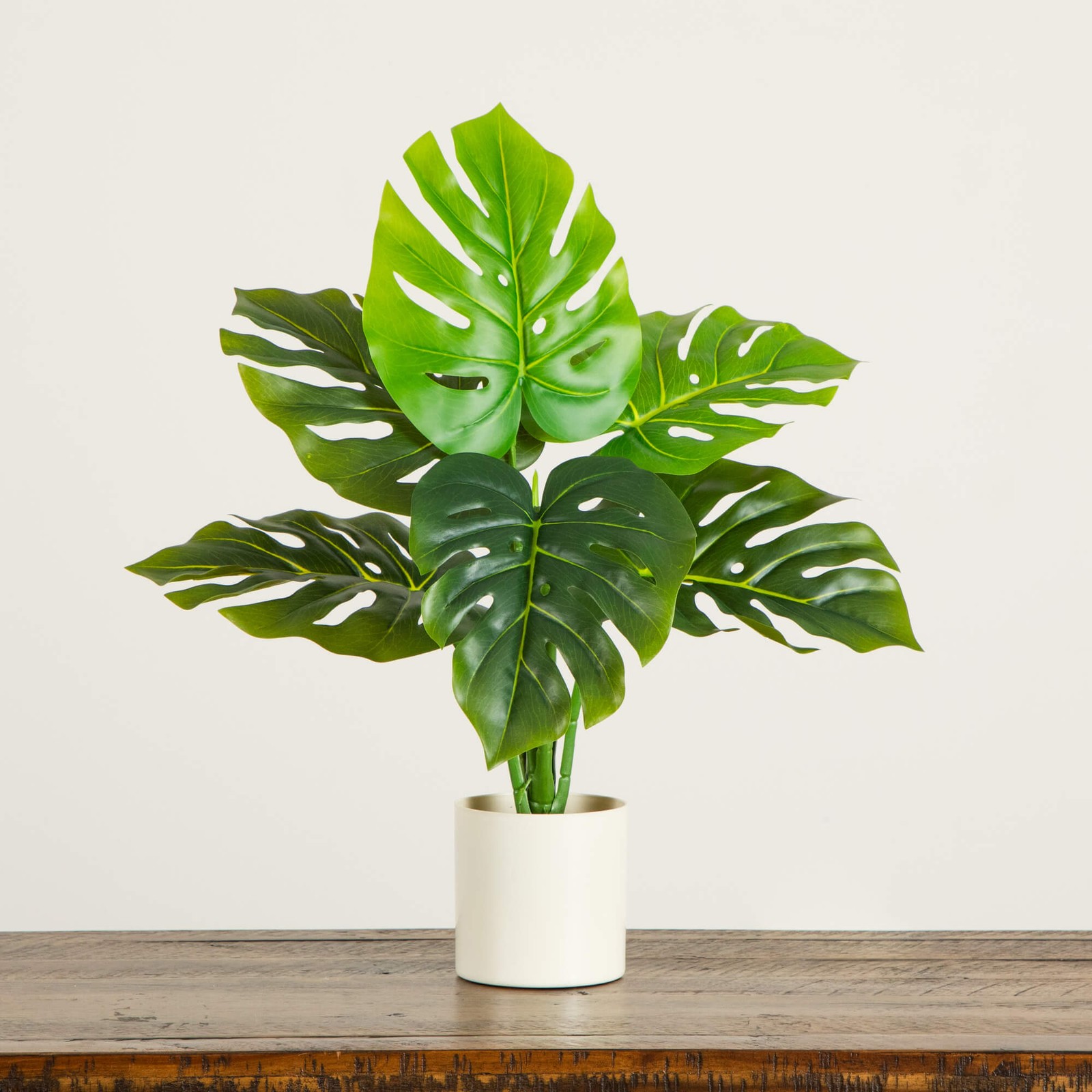 20 Inch Artificial Swiss Monstera Plant with Bendable Branches Plastic Planter