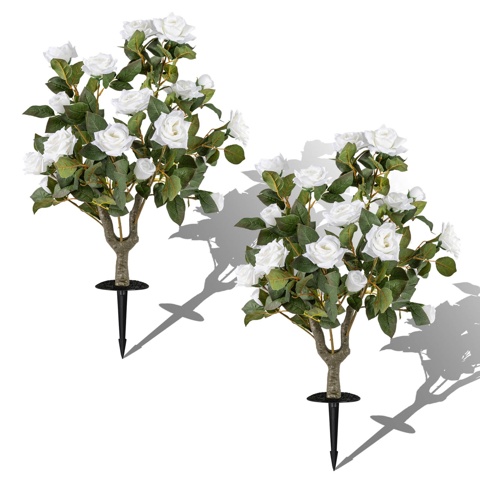 2 Pack Artificial Rose Flower Trees,31.5″ w/Spikes,186 Leaves & 18 White Flowers