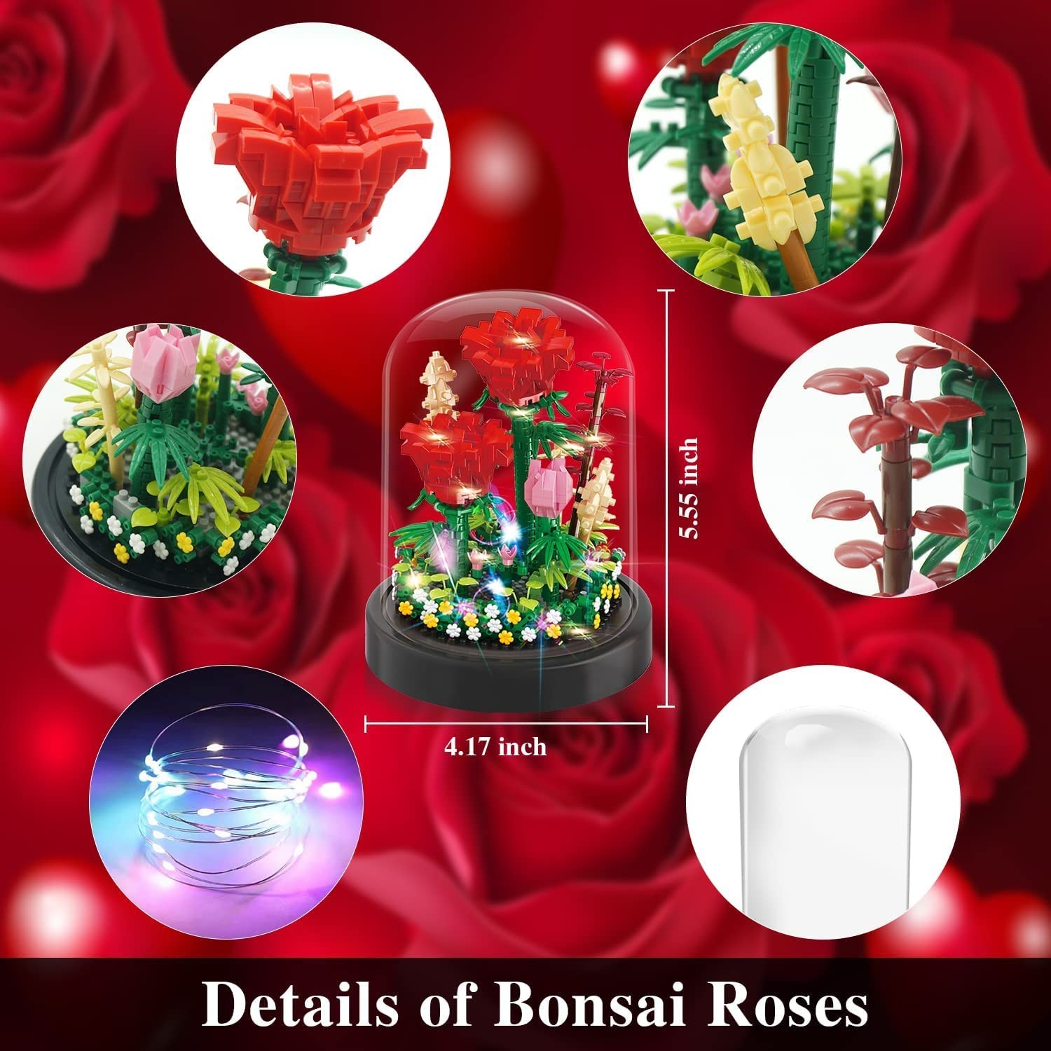 2 Flowers Bouquet Sunflowers – Rose Building Kit, Creative Bonsai Tree Succul…