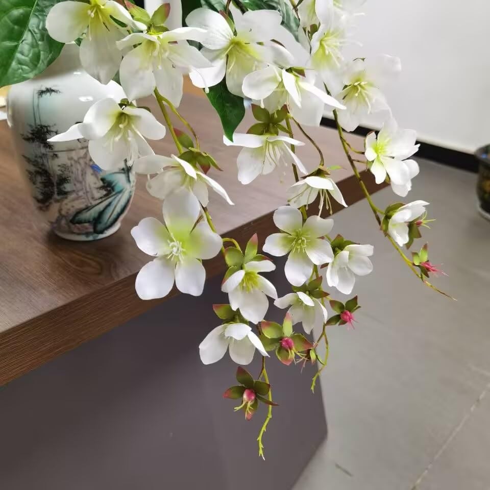 3Pieces Fake Hanging Plants Artificial Jasmine Flower,31″ Hanging Flowers Sil…