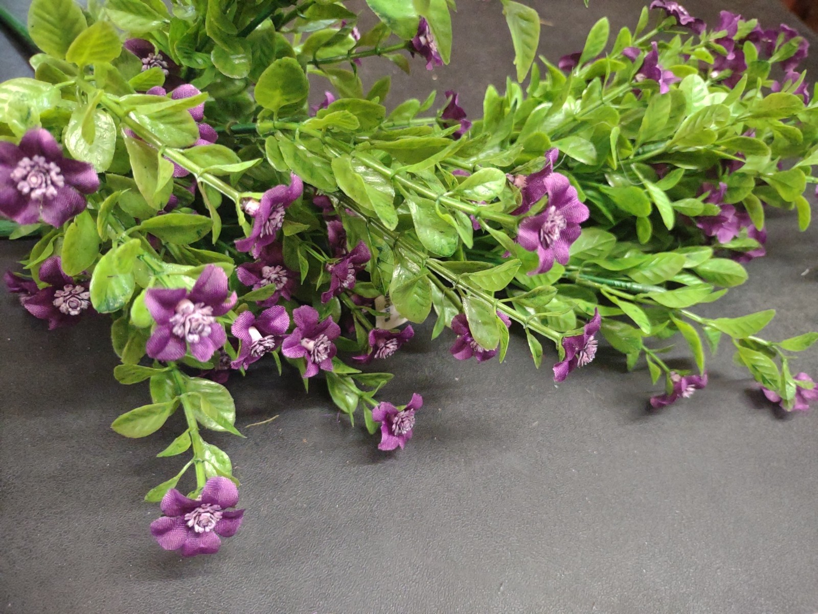 Set of 2: Purple Silk Mini Daisy Bush, “Jacob’s Ladder” Miniature Flower Blooms
