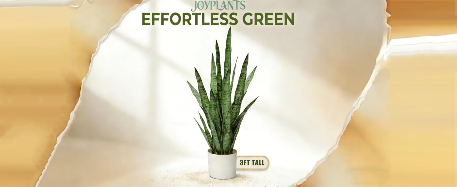 Fake Snake Plant, 27in Artificial Plant with White Pot Realistic Leaves, Low
