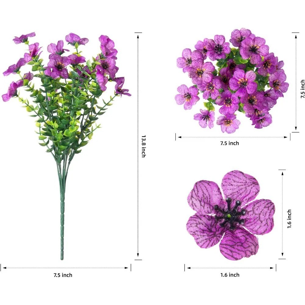 Artificial Violet Eucalyptus Flowers UV Resistant Outdoor Garden Porch Decor