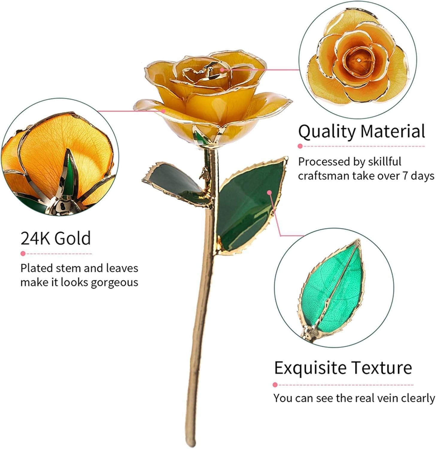 24K Gold Dipped Yellow Rose – Exquisite Gift for Her, Comes with Crystal Stand