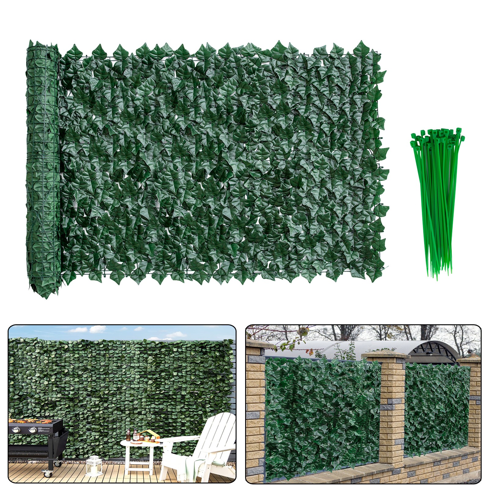 118×39″ Artificial Privacy Fence Wall Screen Faux Ivy Leaf Patio Outdoor Garden