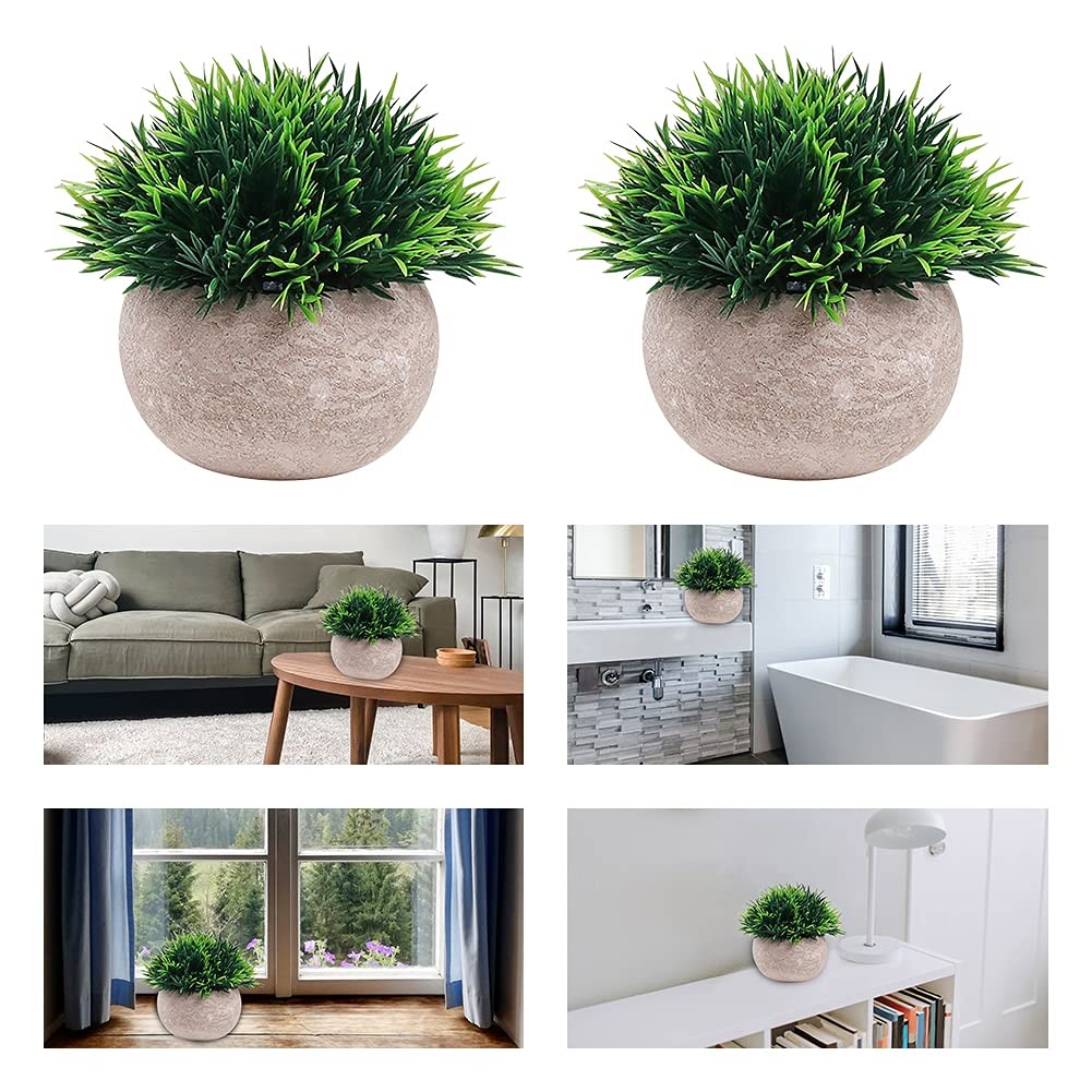 Bibabala Fake Bonsai Plants Faux Plant,Bonsai Short Needle Grass,Garden Deskt…