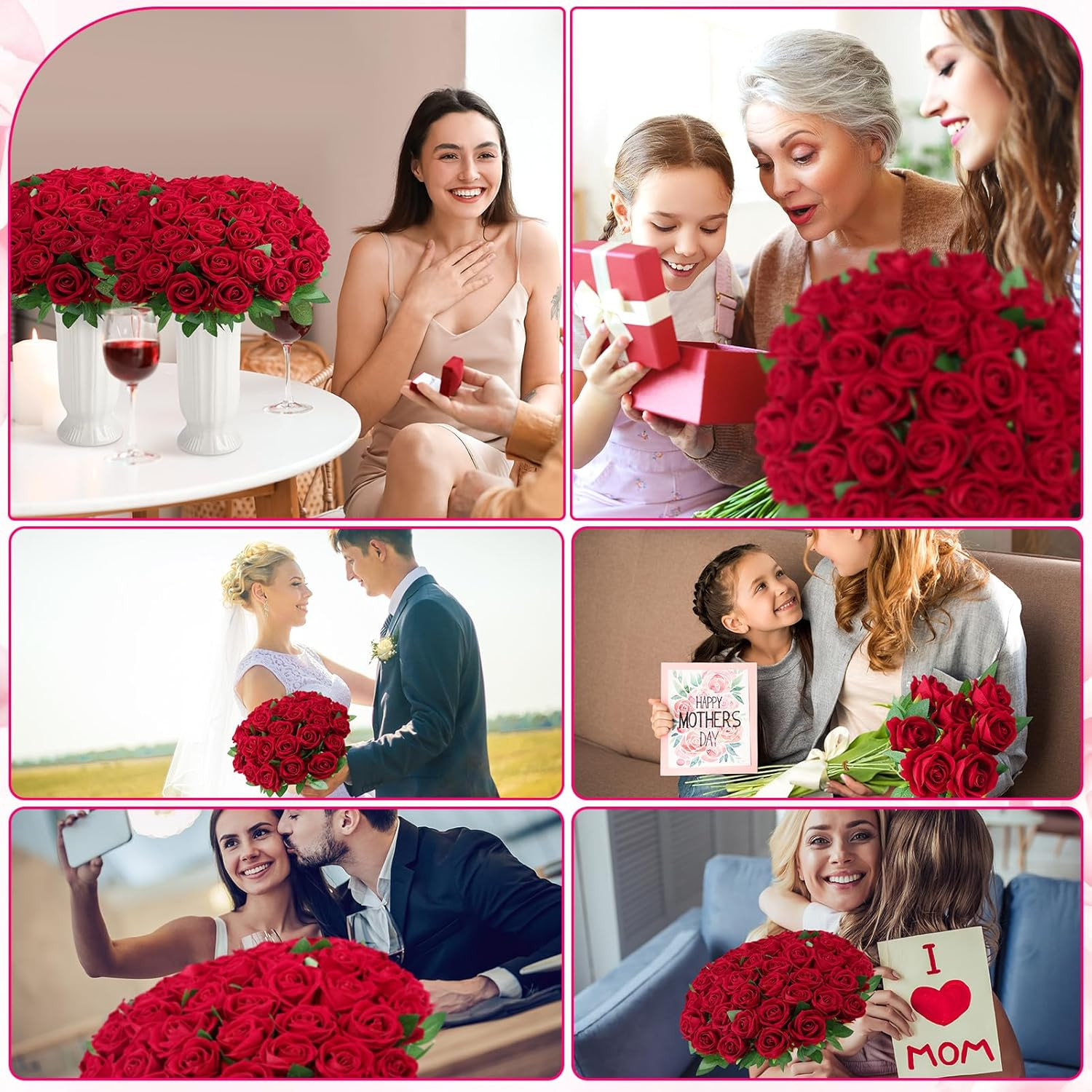 150 Pcs Silk Roses – Crimson Burgundy Long Stem Flowers for Weddings & Decor