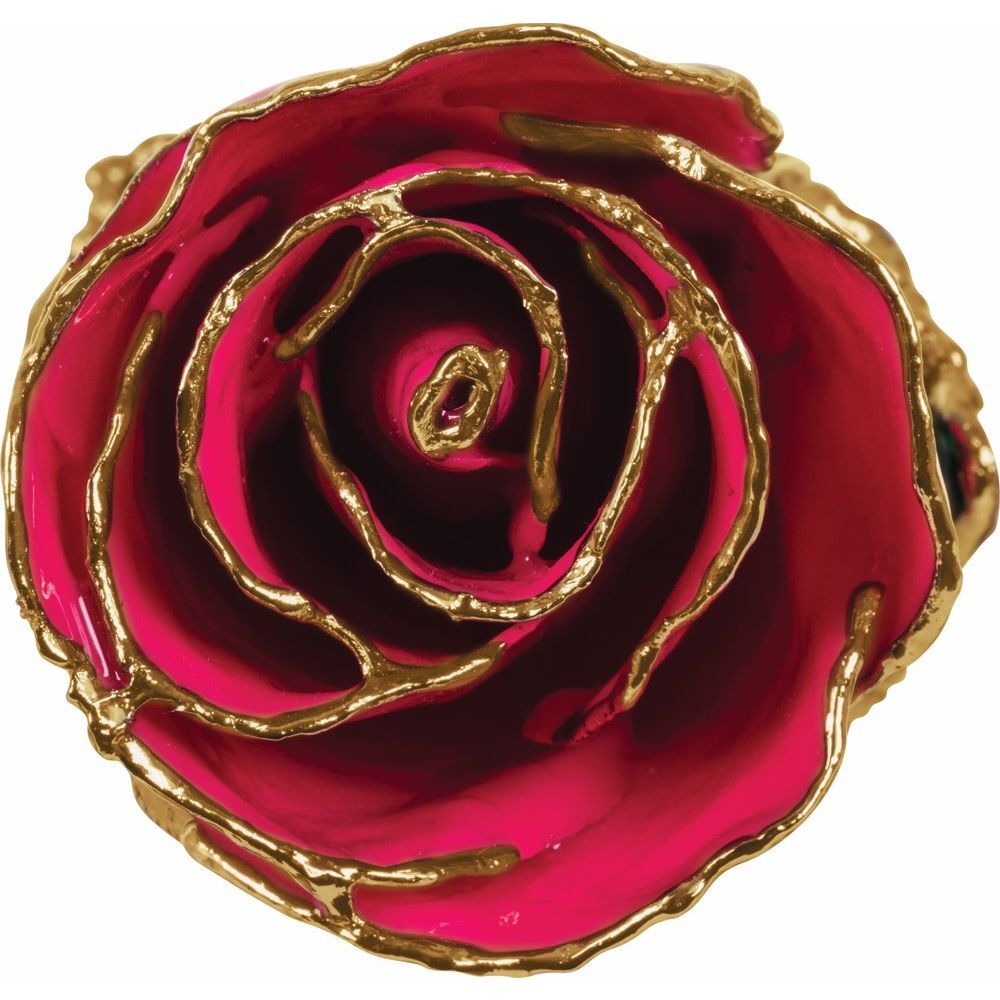 24k Gold Dipped Magenta Lacquer Real Rose Valentine’s Day Holiday Gift