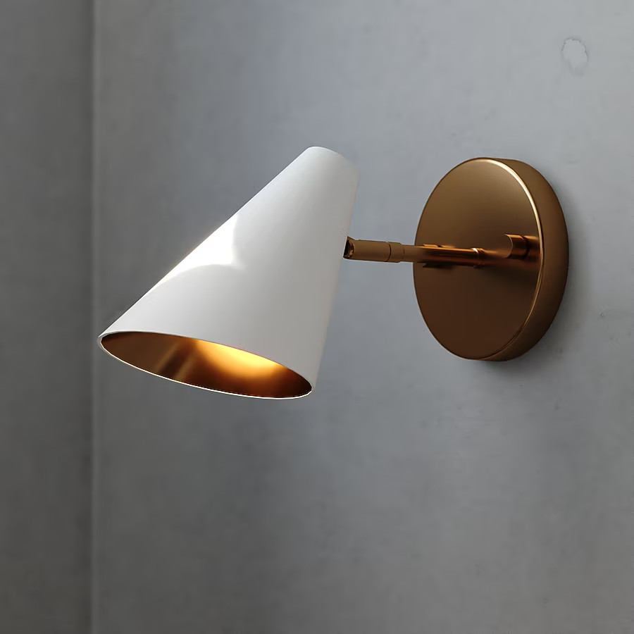 Cascadia Pryce 4.75-in W 1 -Light Multiple finishes White Mid-century Wall Sconc