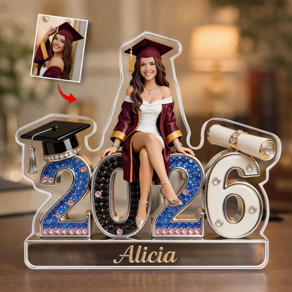 Personalized Graduation Photo Plaque: Class of 2026, Custom Acrylic Block