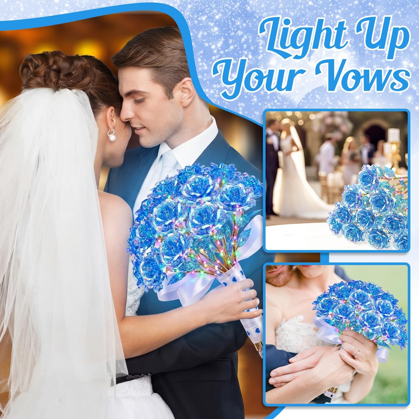 6 Pcs LED Galaxy Rose Flowers – Colorful Crystal Light-Up Gifts for Mom, Girlfri