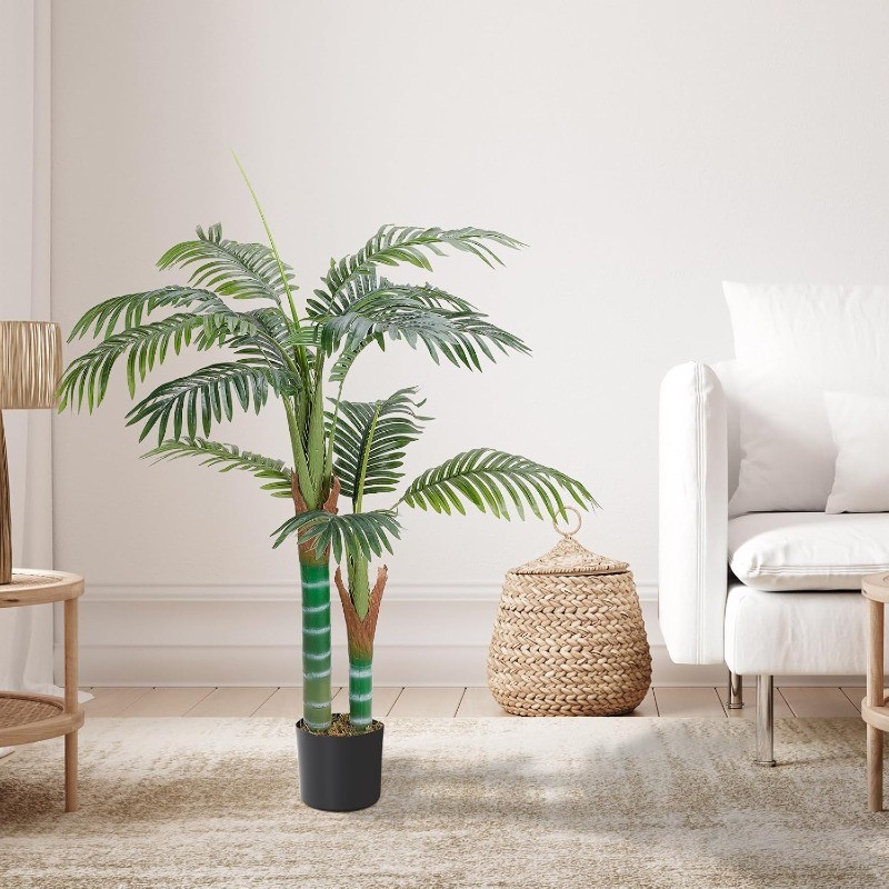 4FT Artificial Palm Tree w/Adjustable Leaves, Decoration Plants for Home Office