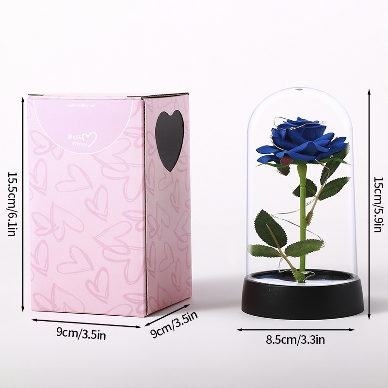Eternal Rose LED Glass Dome Artificial Flower Romantic Gift for Her Anniversary