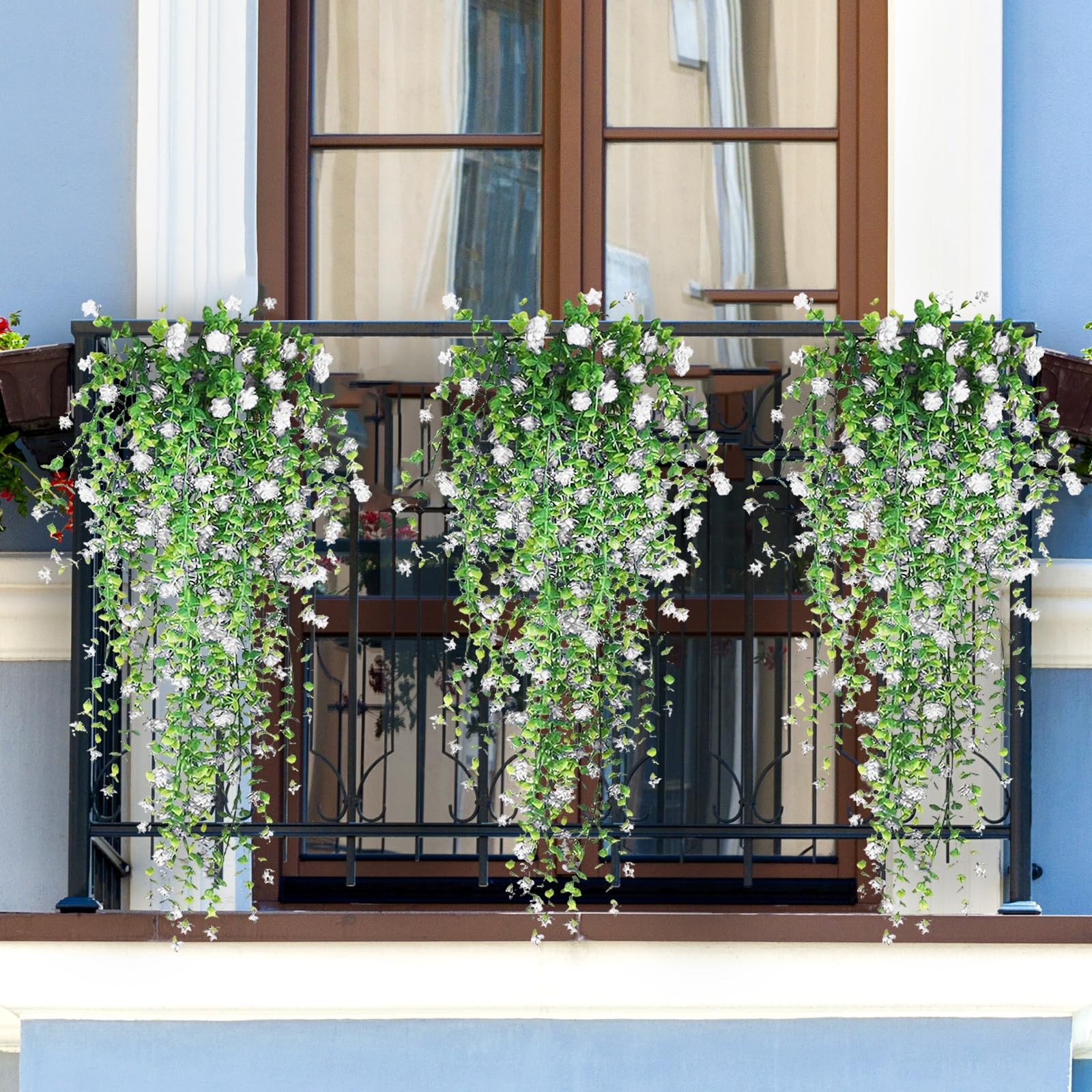 Artificial Hanging Flowers, 3 Pcs Fake Hanging Plants Artificial Vines for Ou…