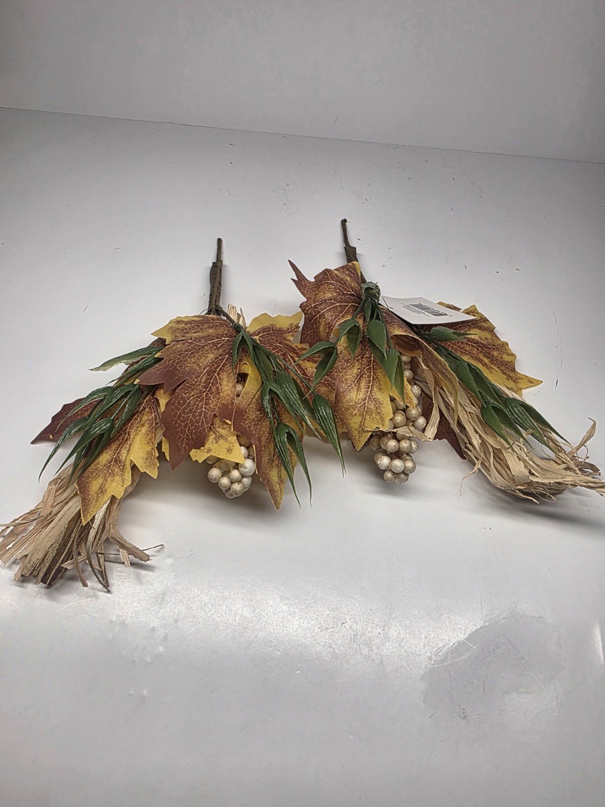 Artificial Fall Floral Picks Stems with Leaves And Berries 2 Pcs