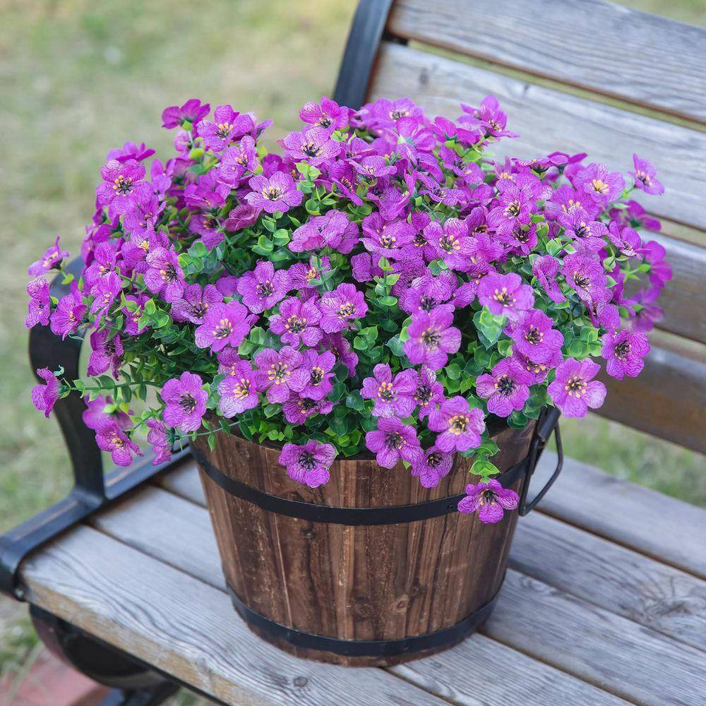 13.8 In. Bundles Purple Artificial Faux Flowers Silk Daisy with Eucalyptus