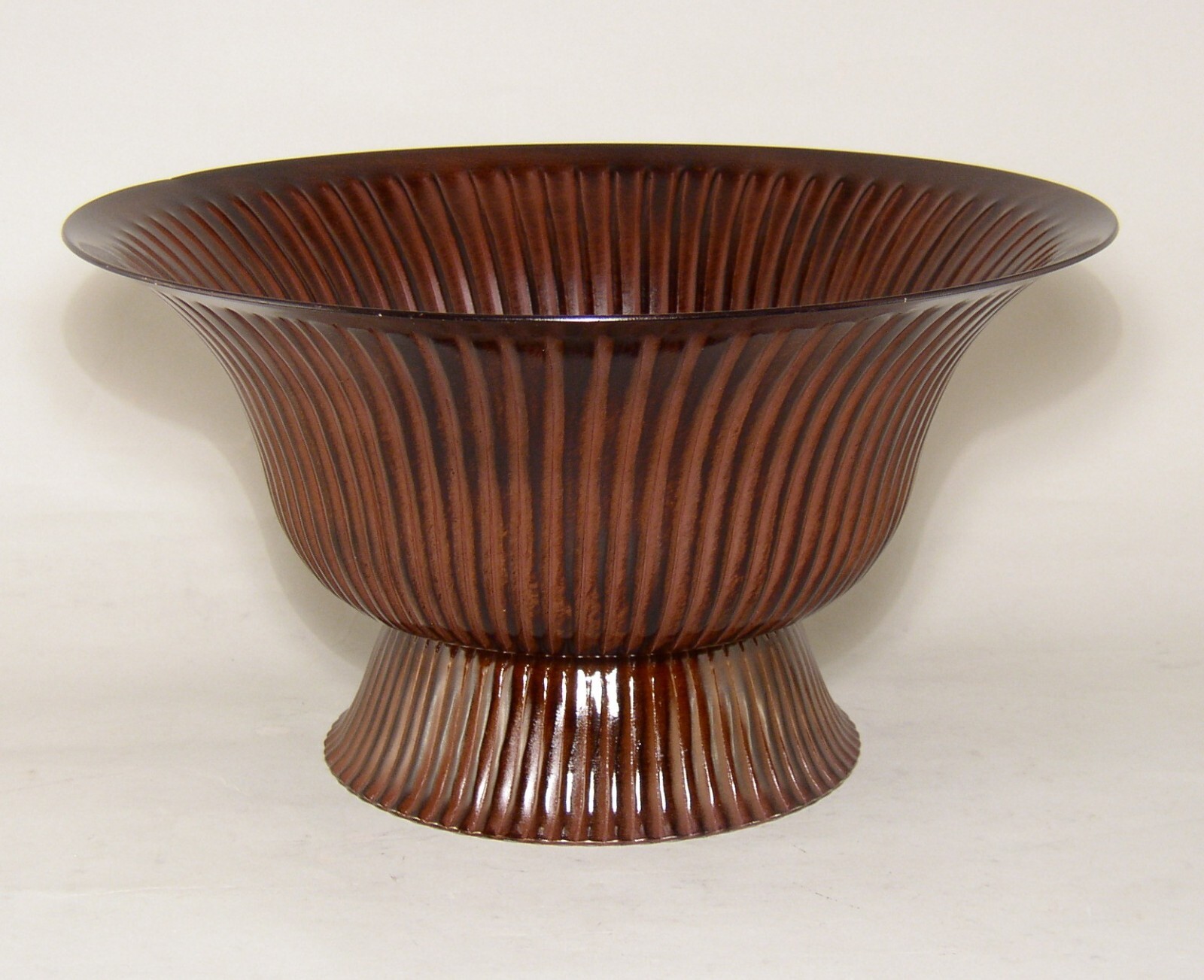 Compote Bowl Revere 12″D 7″Hi Bronze Patina Finish on Aluminum Fluted