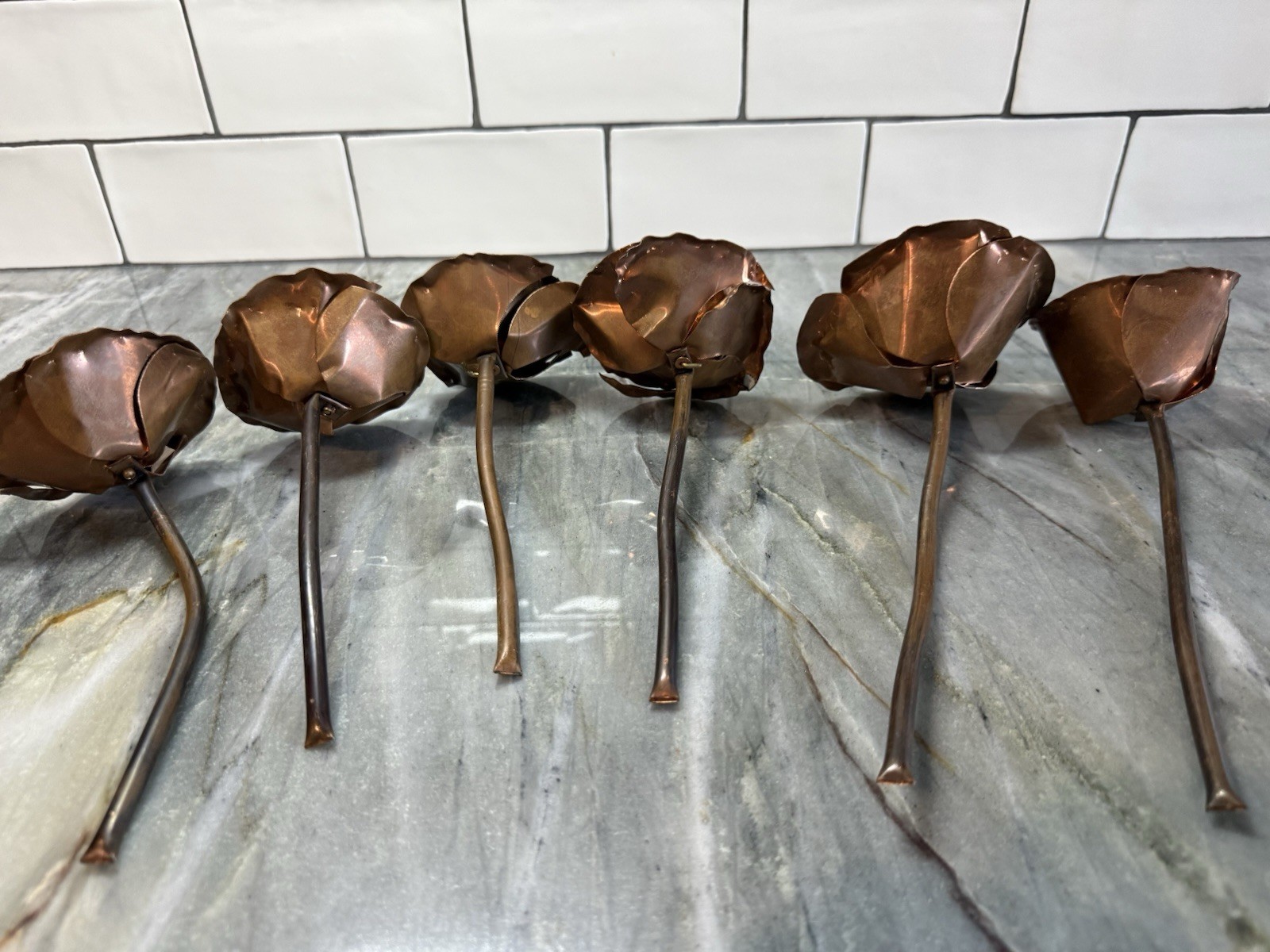 Roses Copper 1/2 Dozen Forever Roses On Stem In Container 🌹
