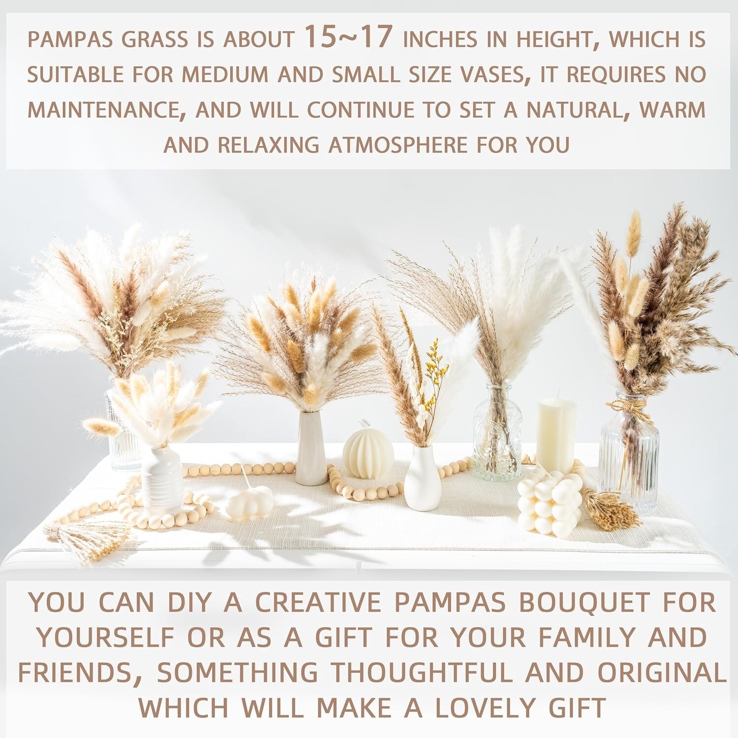 96 PCS Tallos Naturales Para Decoración De Hierba De Pampas,Hierba De Pampa Alta
