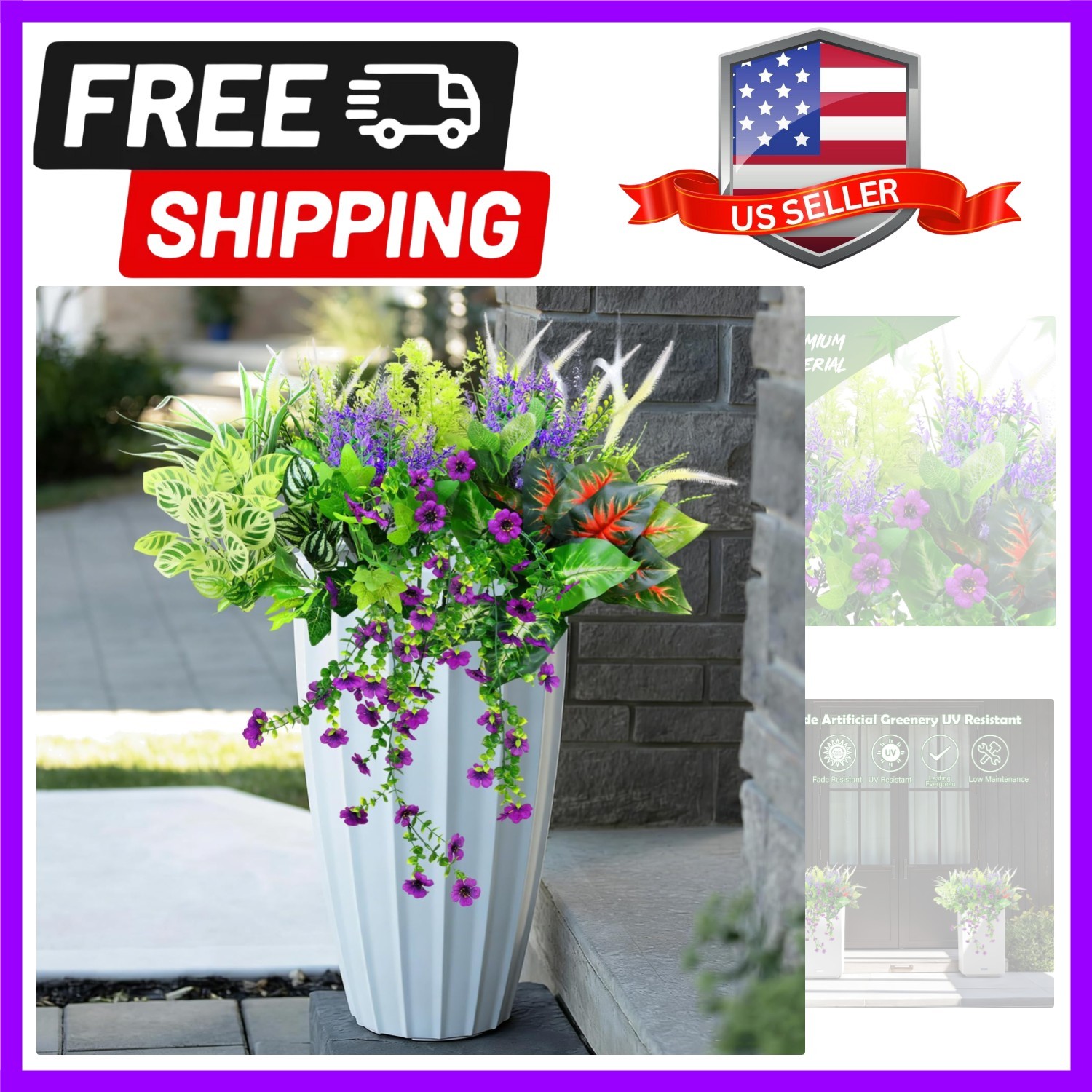 Maintenance-Free 14 Pack of Realistic Fake Plants for Pots & Window Boxes