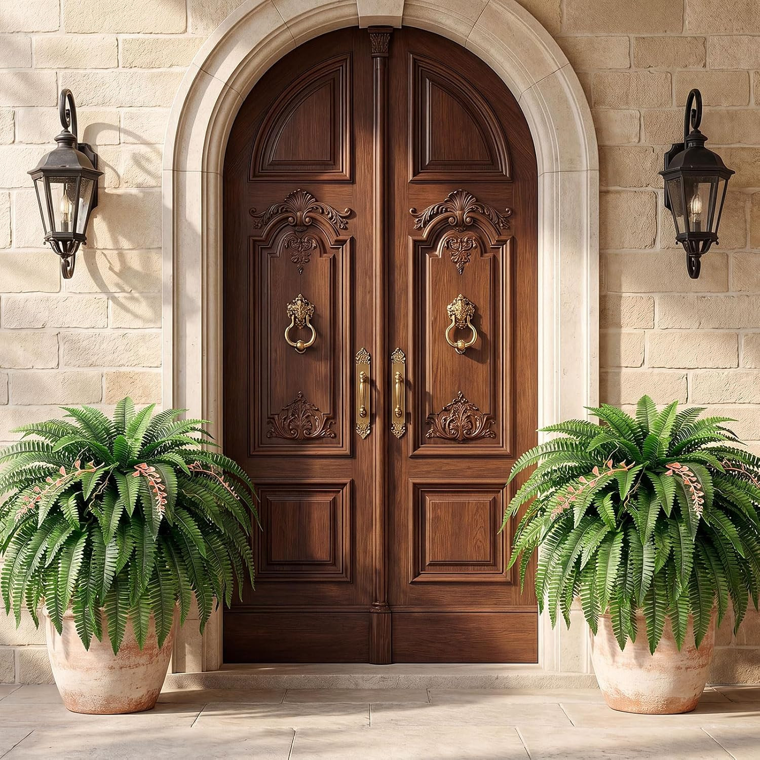 2PCS 48″/128Leaves Artificial Boston Fern Bush, Large Artificial Ferns for Outdo