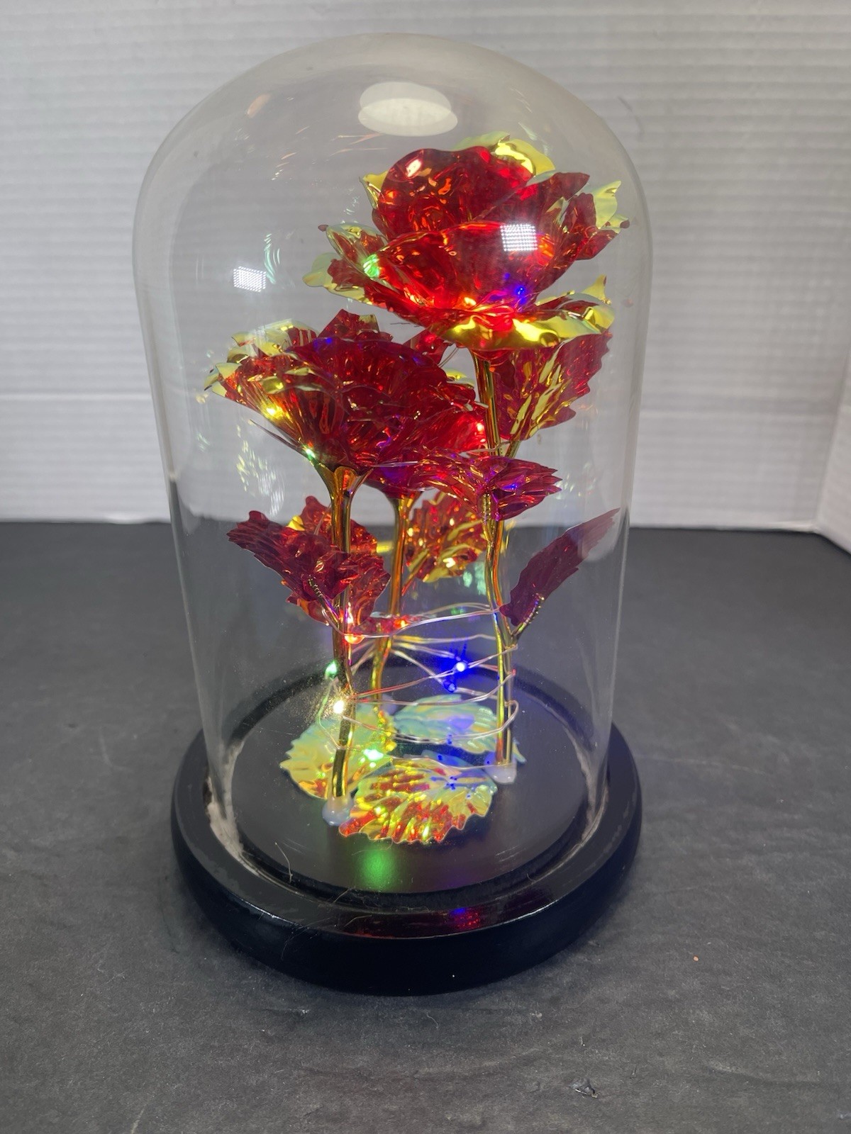 Enchanted Forever Rose Flower In Dome Glass LED Rose Of Love Pre Owned