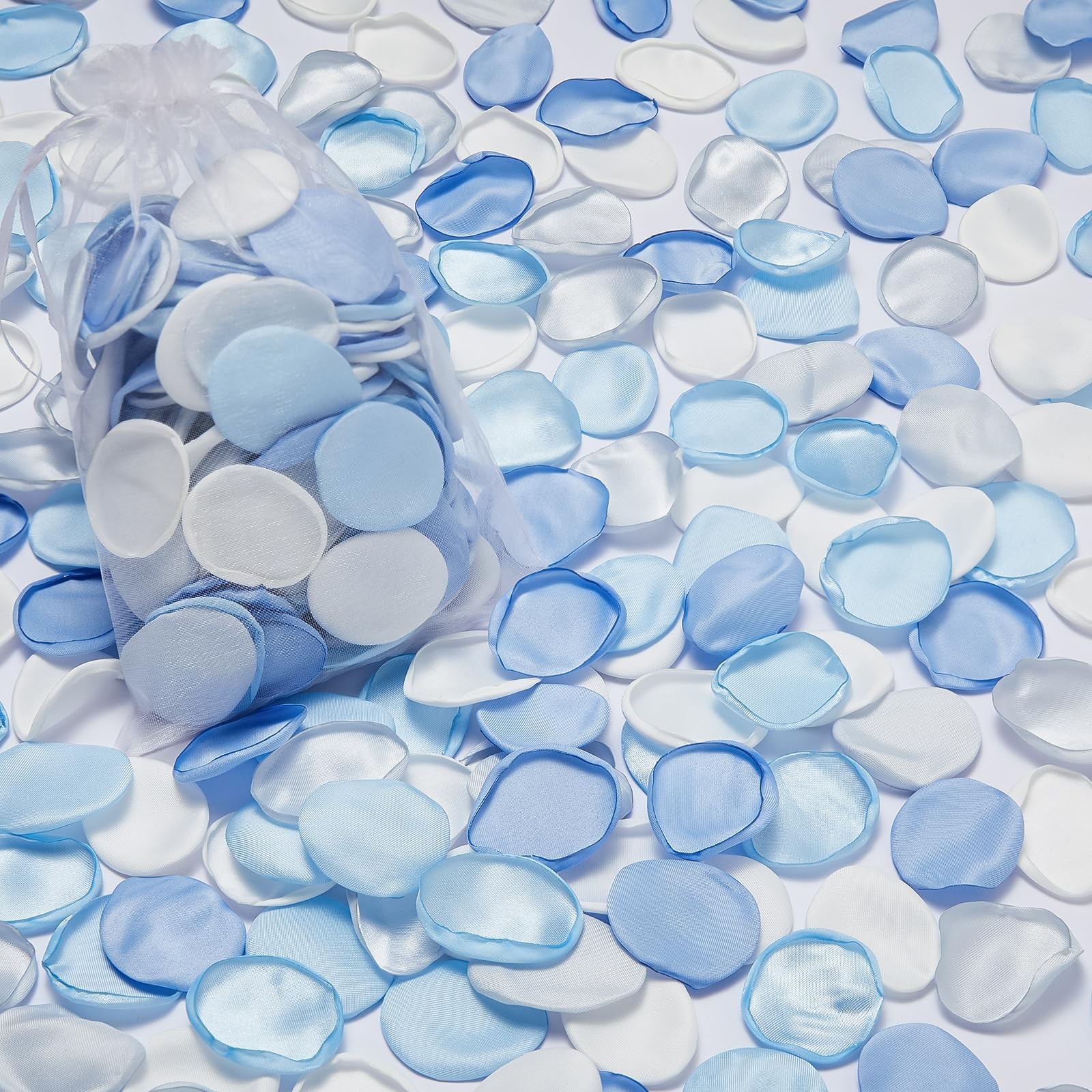 300 PCS Silk Rose Petal Blue White Flower Girl Aisle Basket Bridal Shower Deco
