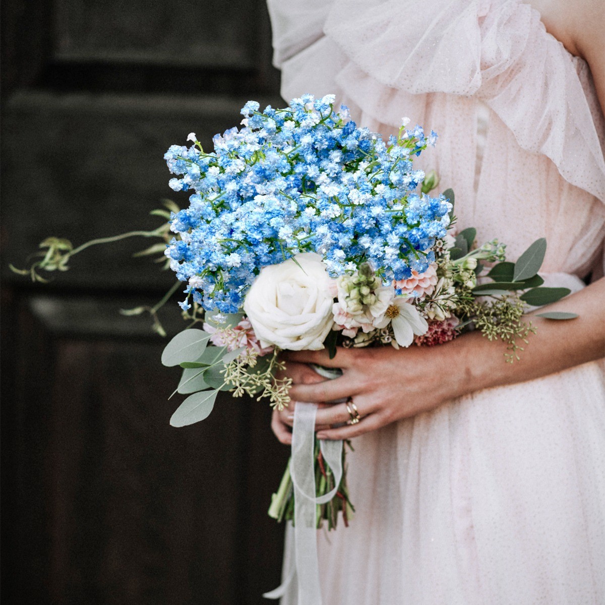 18Pcs Blue Babys Breath Artificial Flowers Gypsophila Bouquet Wedding Decor