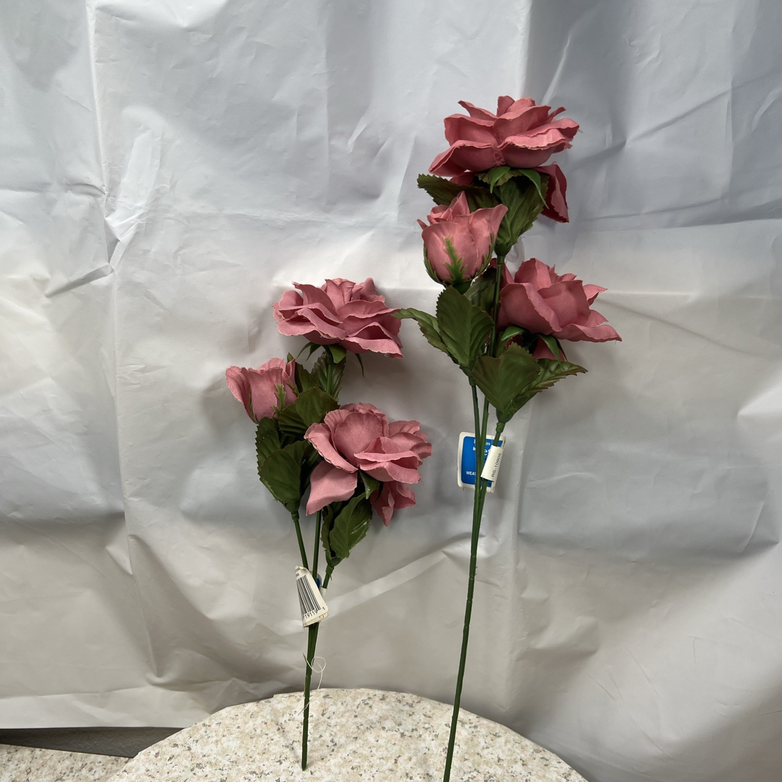 9 Vtg Bouquets Faux Flowers Mauve Pink Burgundy Roses Daisies Carnations NOS