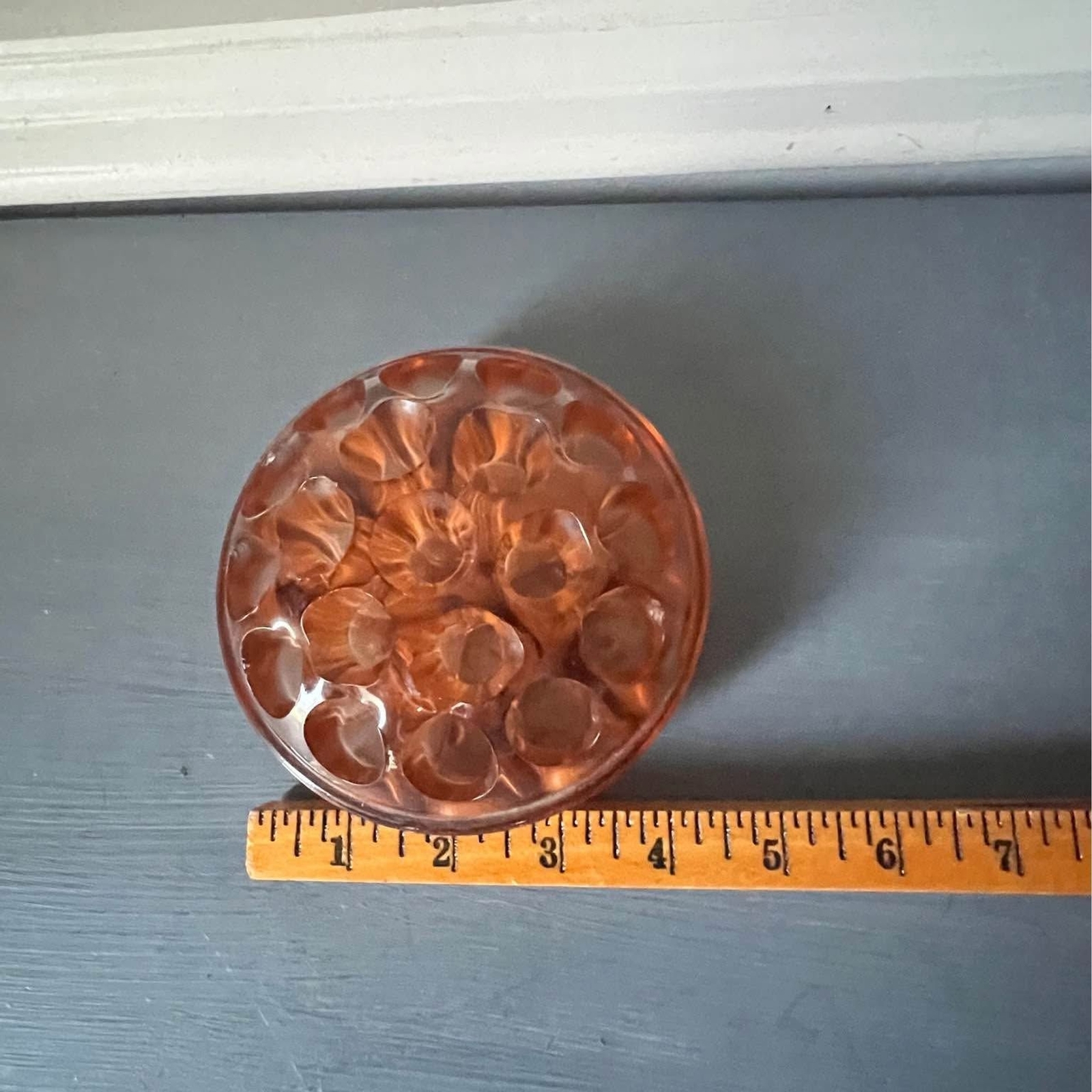 Large Pink Depression Glass 19 Hole Floral Frog