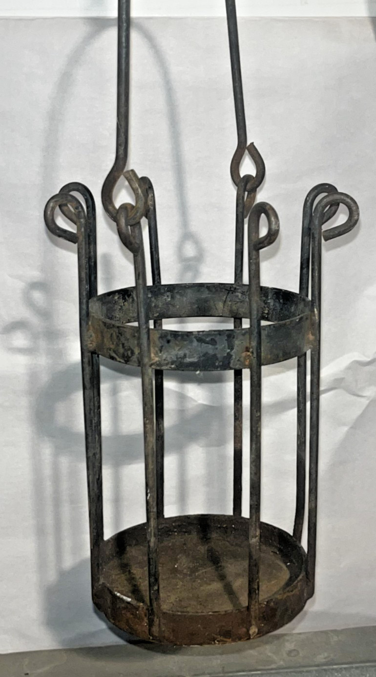 Rustic Wrought Iron Cage Decorative Planter/Bottle Carrier/Candle Lantern