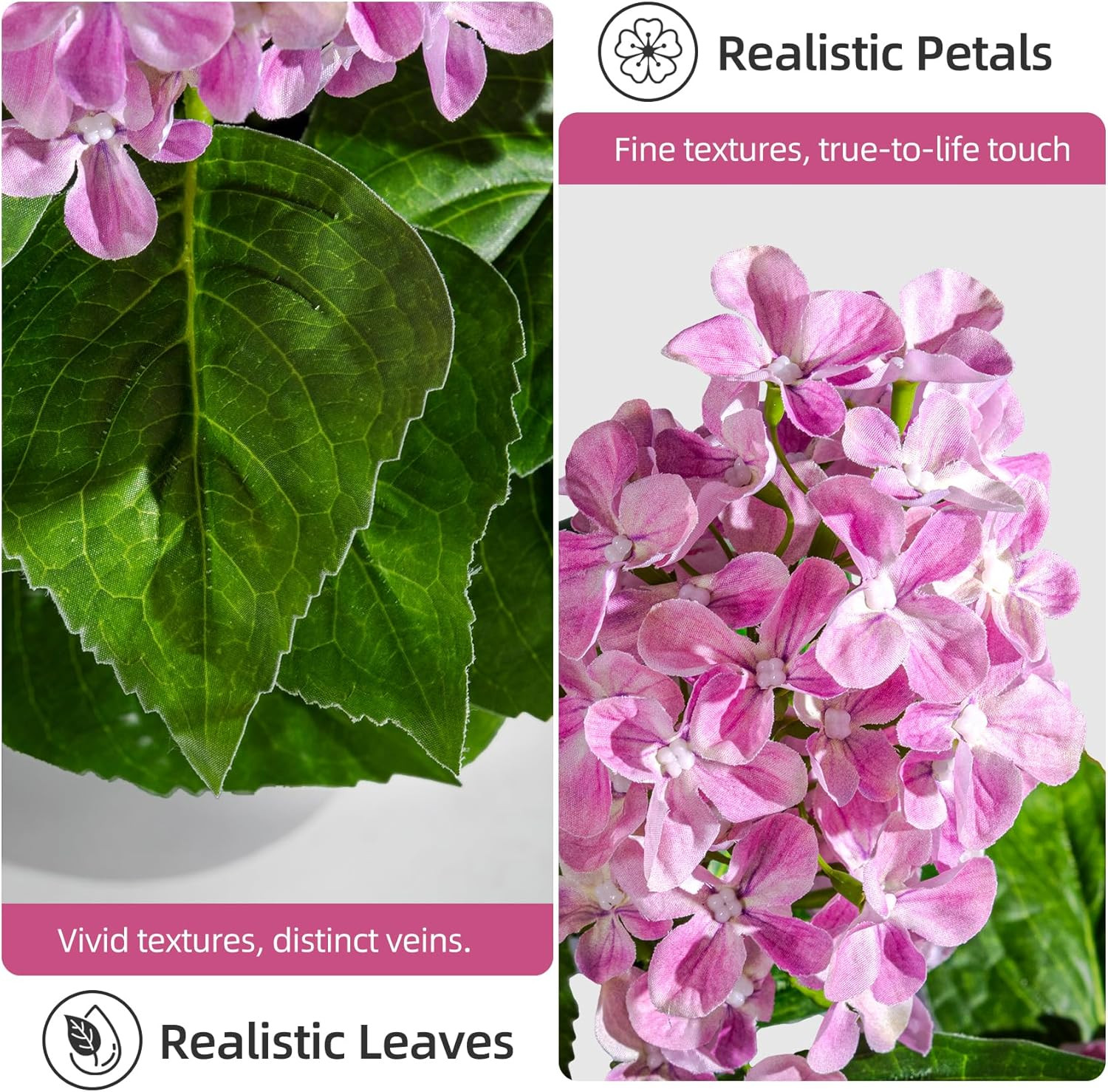 2 Pack Large Artificial Hydrangea Plants UV Resistant Fake Plastic Plantas Flowe