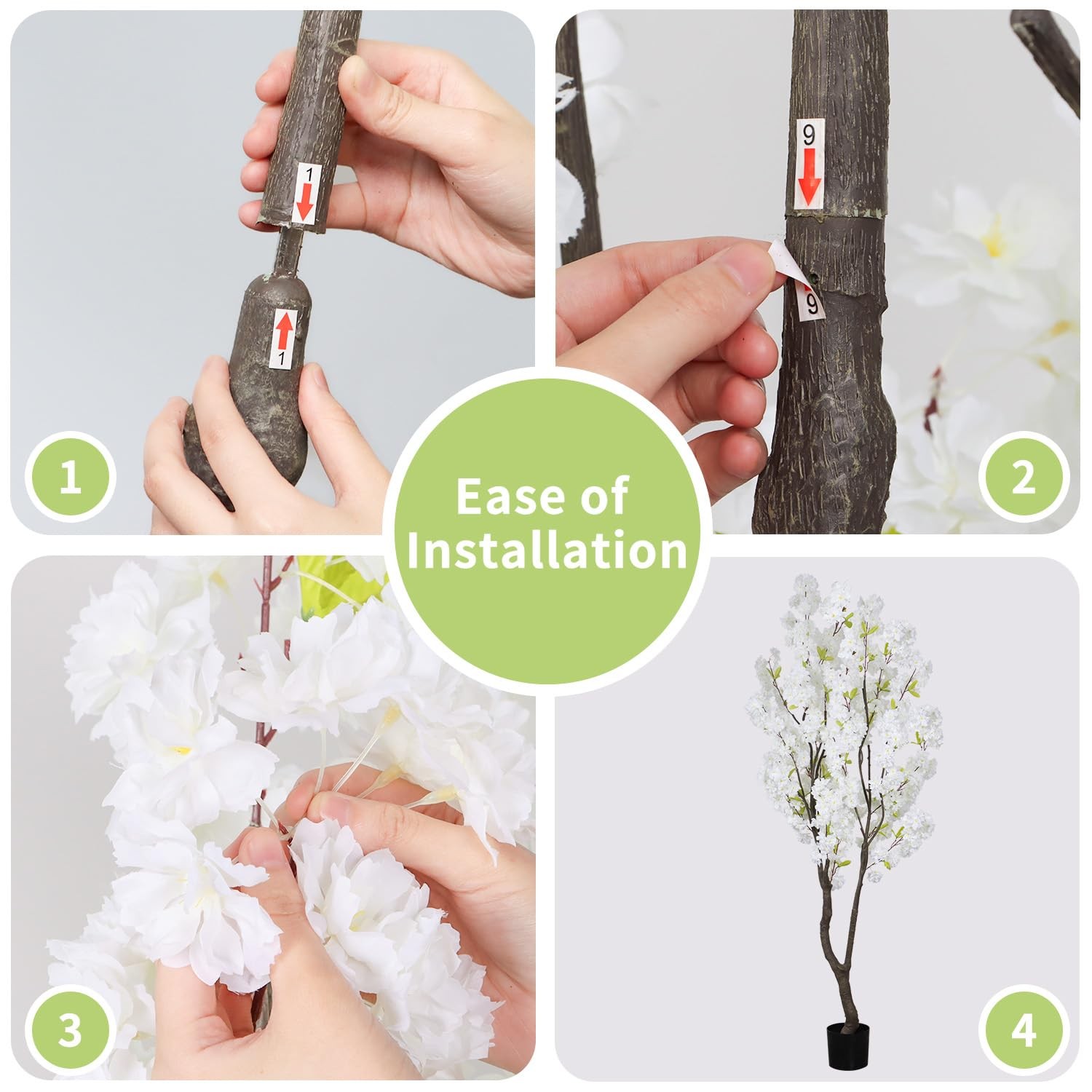 Faux White Cherry Blossom Tree 6.5ft(78in)Tall Artificial Japanese Sakura in …