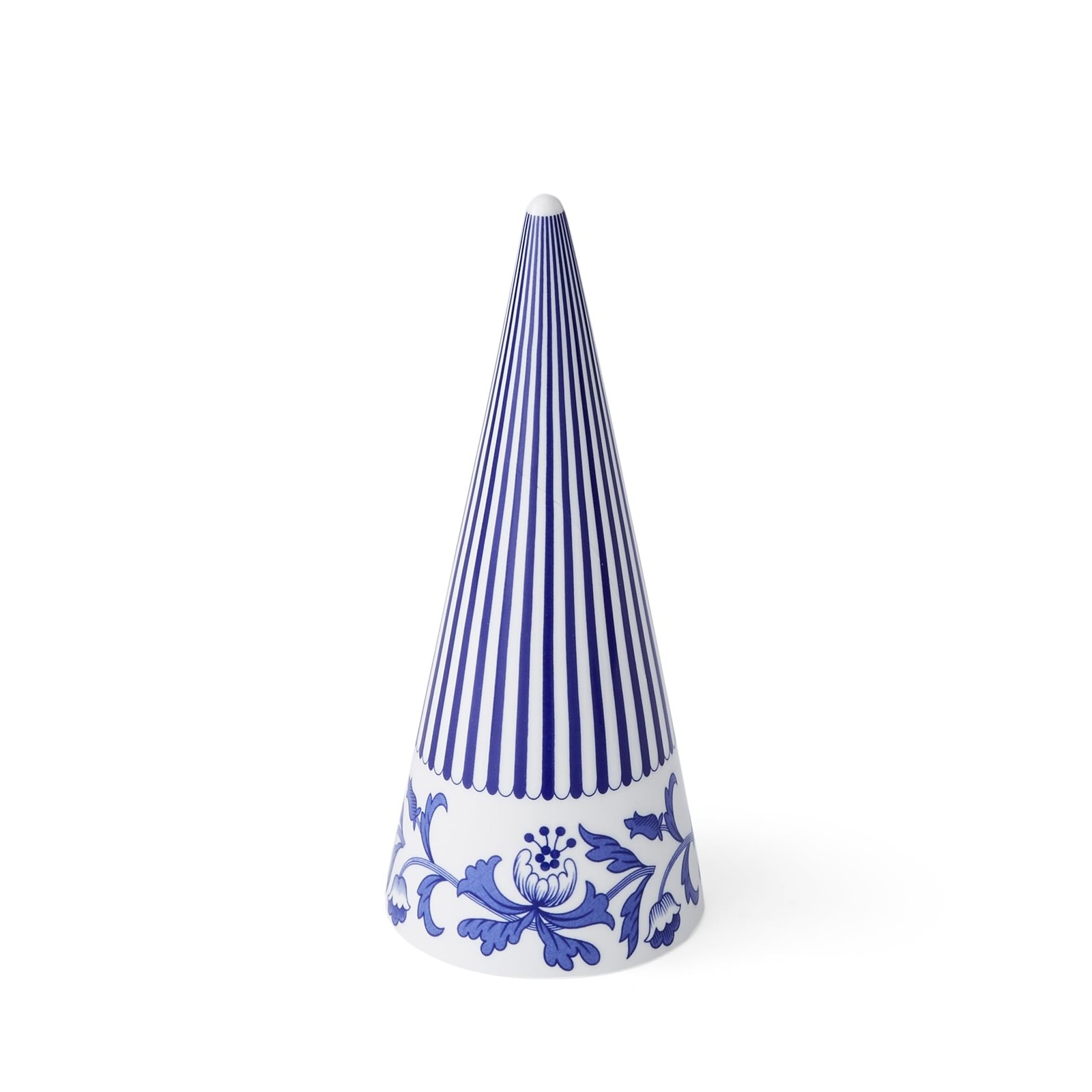 8 Inch Blue Italian Cone Shaped Topiary Decorative Porcelain Figurine
