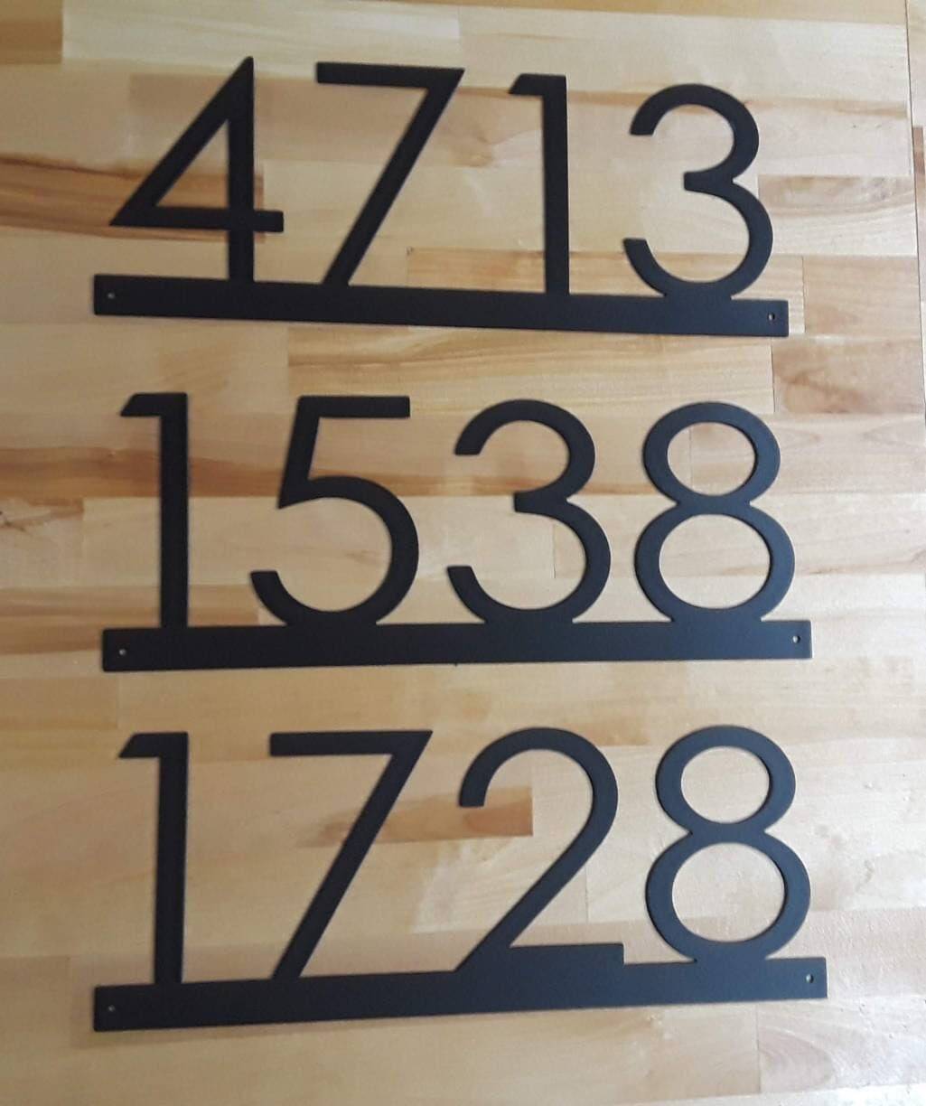 Metal house number sign home address horizontal address number numbers