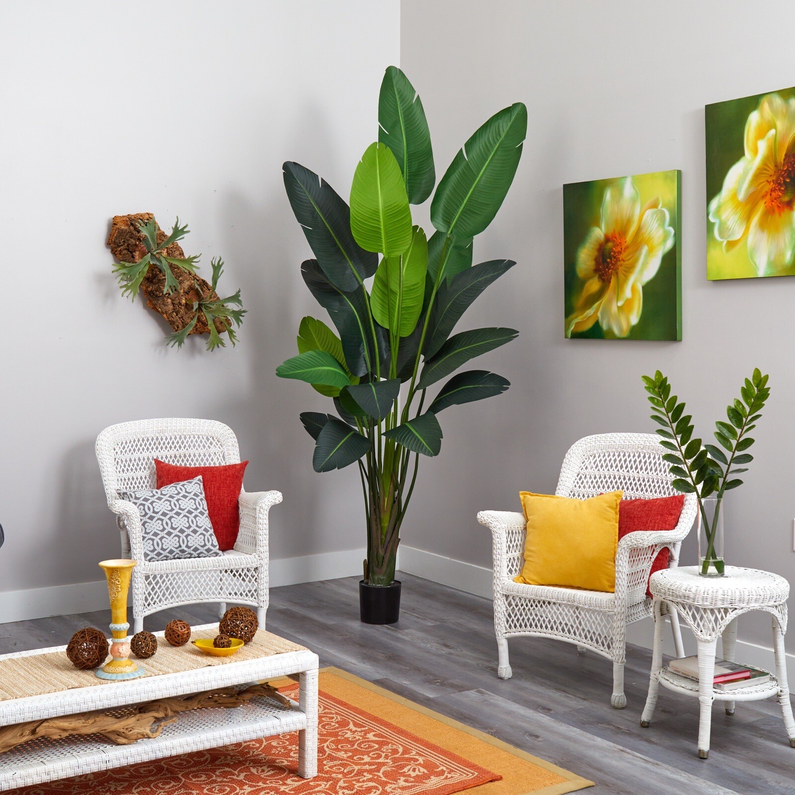 8’ Artificial Travelers Palm Tree Home Office Decor (Real Touch). Retail $459