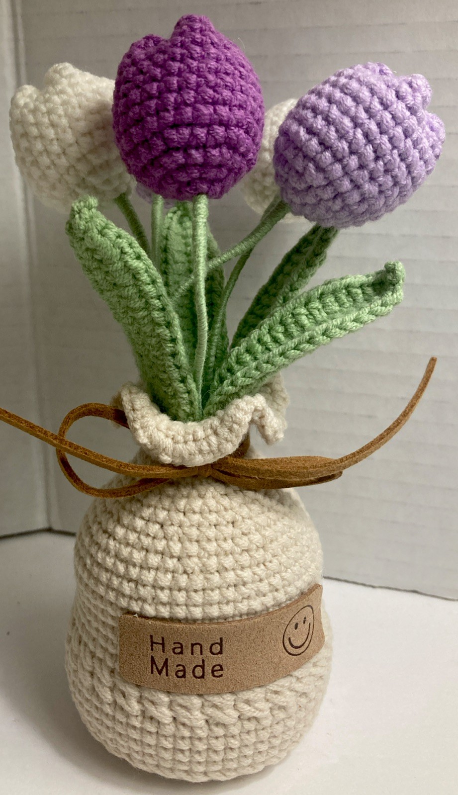 Crochet Woven Tulips with Wool Simulation Plant Crochet Hand-Woven Flowers