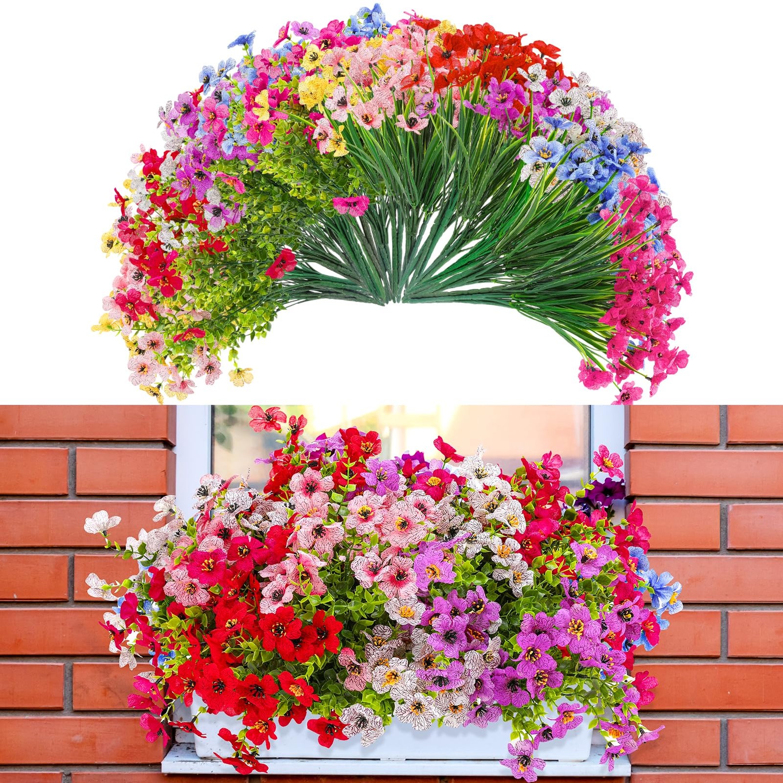 Ovveroche 56 Colorful Bundles Artificial Fake Plants Flowers for Outdoor Deco…
