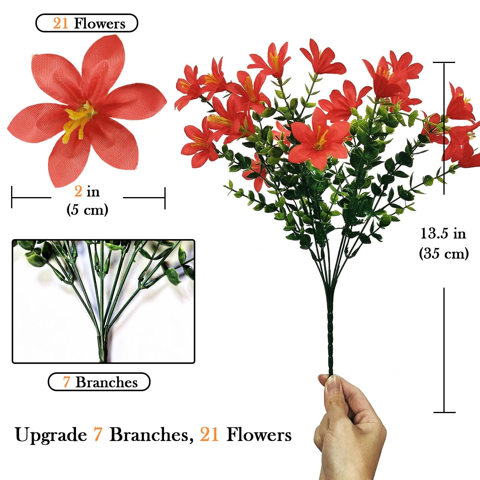 8 Bundles Artificial Flowers, Fake Lilies Silk Flower Plants with 21 Heads pe…