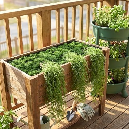 4 Pcs 33 Inch Fake Spanish Moss with 7 oz Artificial Green Moss for Potted