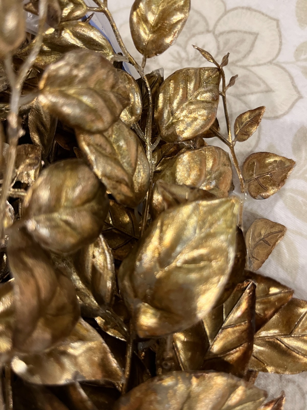 Gold Metallic Leaves Stems – Approximately 33” Faux Floral Stems